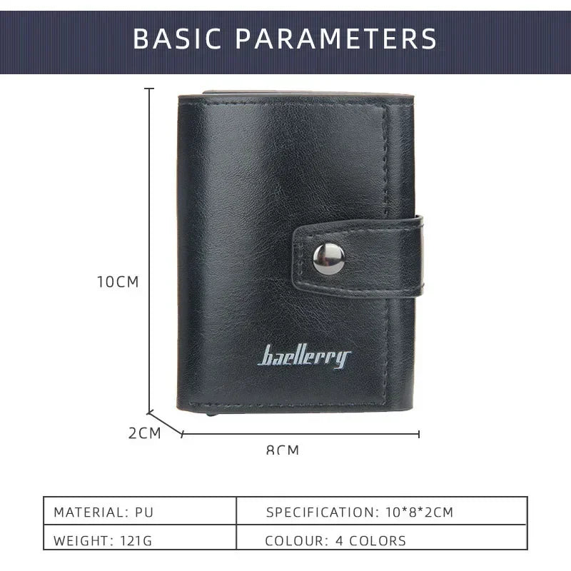 Personalized Men's Aluminum Card Holder - RFID Blocking PU Leather Wallet - Engraved Name for Credit/Bank Cards & ID Protection