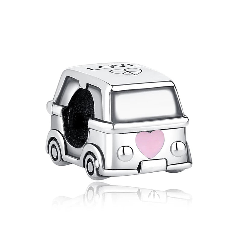 Original 925 Sterling Silver Charms Love Travel London Bus Suitcase Paris Beads Fit Brand Bracelets Necklaces Women DIY Jewelry