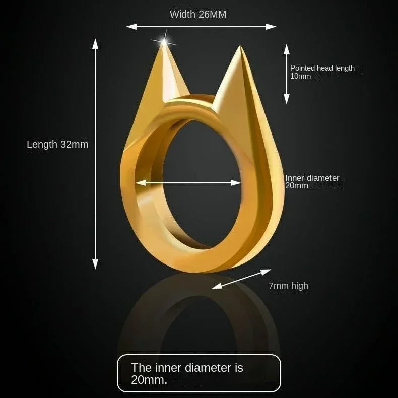 Women Men Cute Cat Ear Rings Self Defense Rings  Metal Knuckle Window Breaker Escorts Attack Rings Unisex Jewelry Accessories