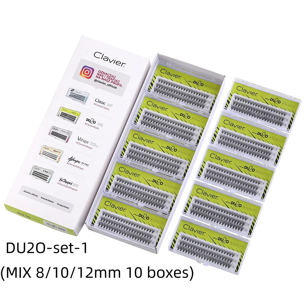 Clavier DU2O 10 Boxes Per Set Eyelashes 20D Cluster Lashes Natural  Extensions False Eyelashes Double The Volume