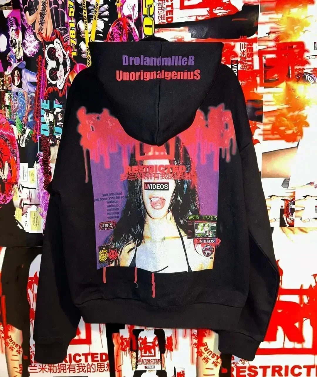 Y2k Droland Miller Scare Hoodies Women Gothic Punk Streetwear Grunge Top Sweatshirt Oversized Harajuku Hip Hop Hoodie Clothes