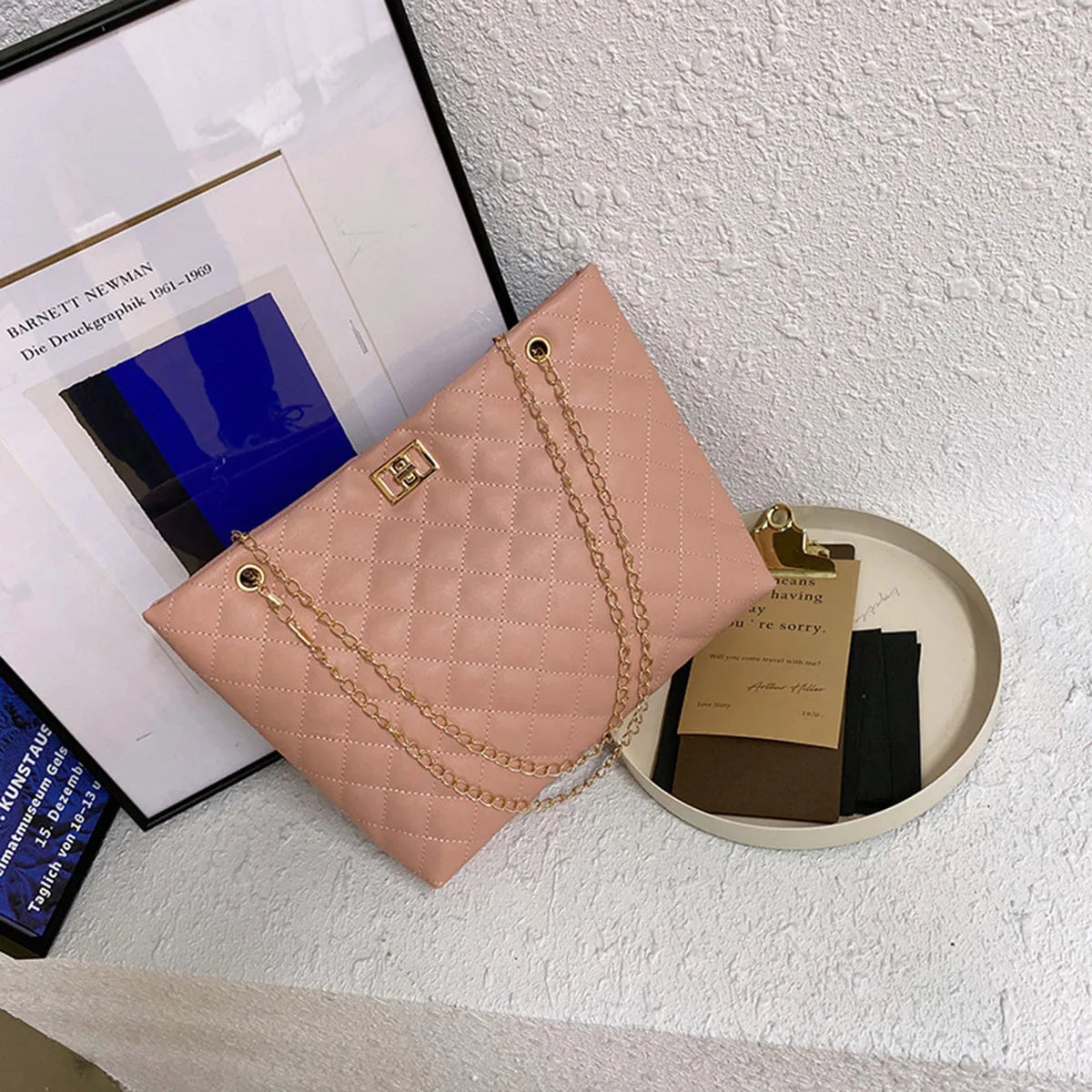 Tote Bags for Women PU Leather Diamond Lattice Handbag Personality Large Capacity Underarm Shoulder Bag Designer Bag