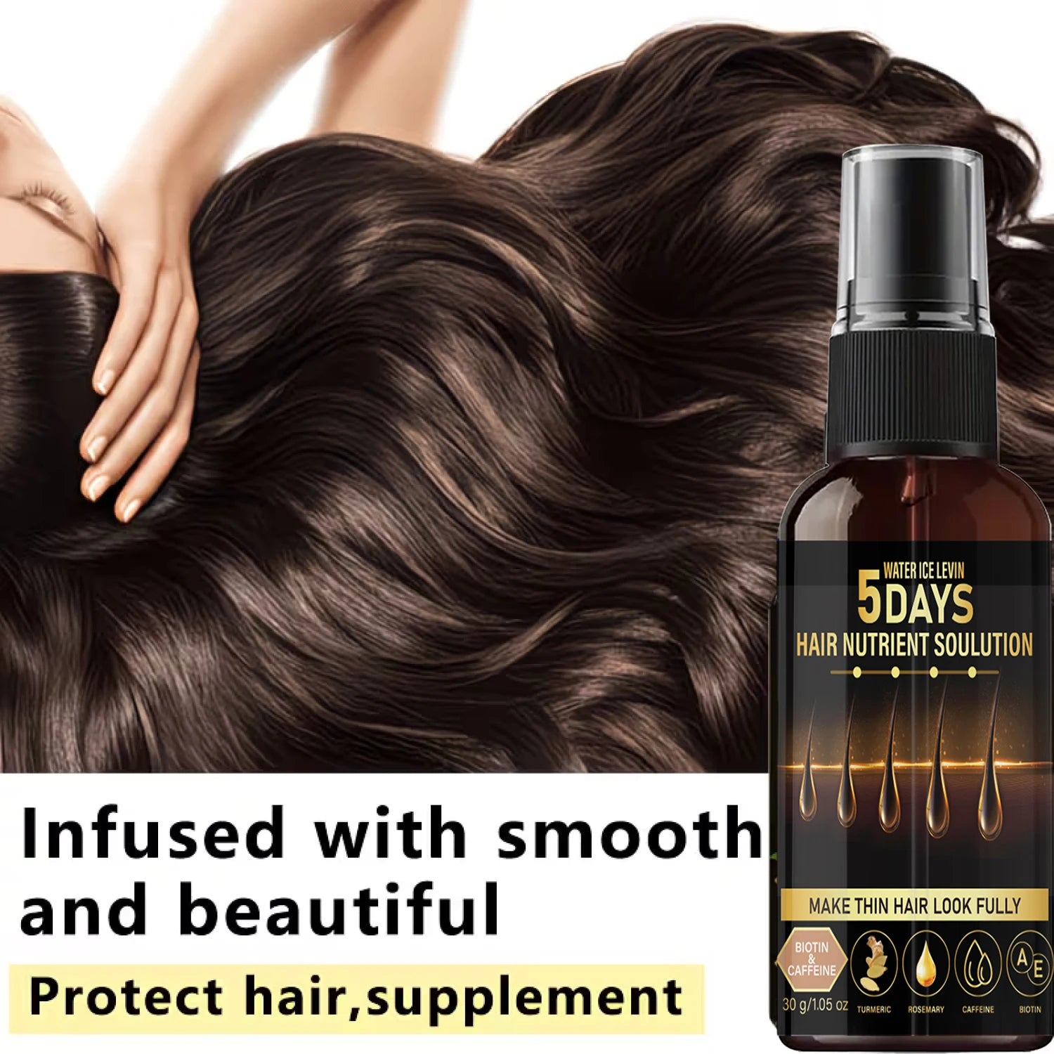 5 Days Hair Growth Oil - Biotin, Caffeine & Rosemary, Nourishing for Thin Hair to Look Fuller