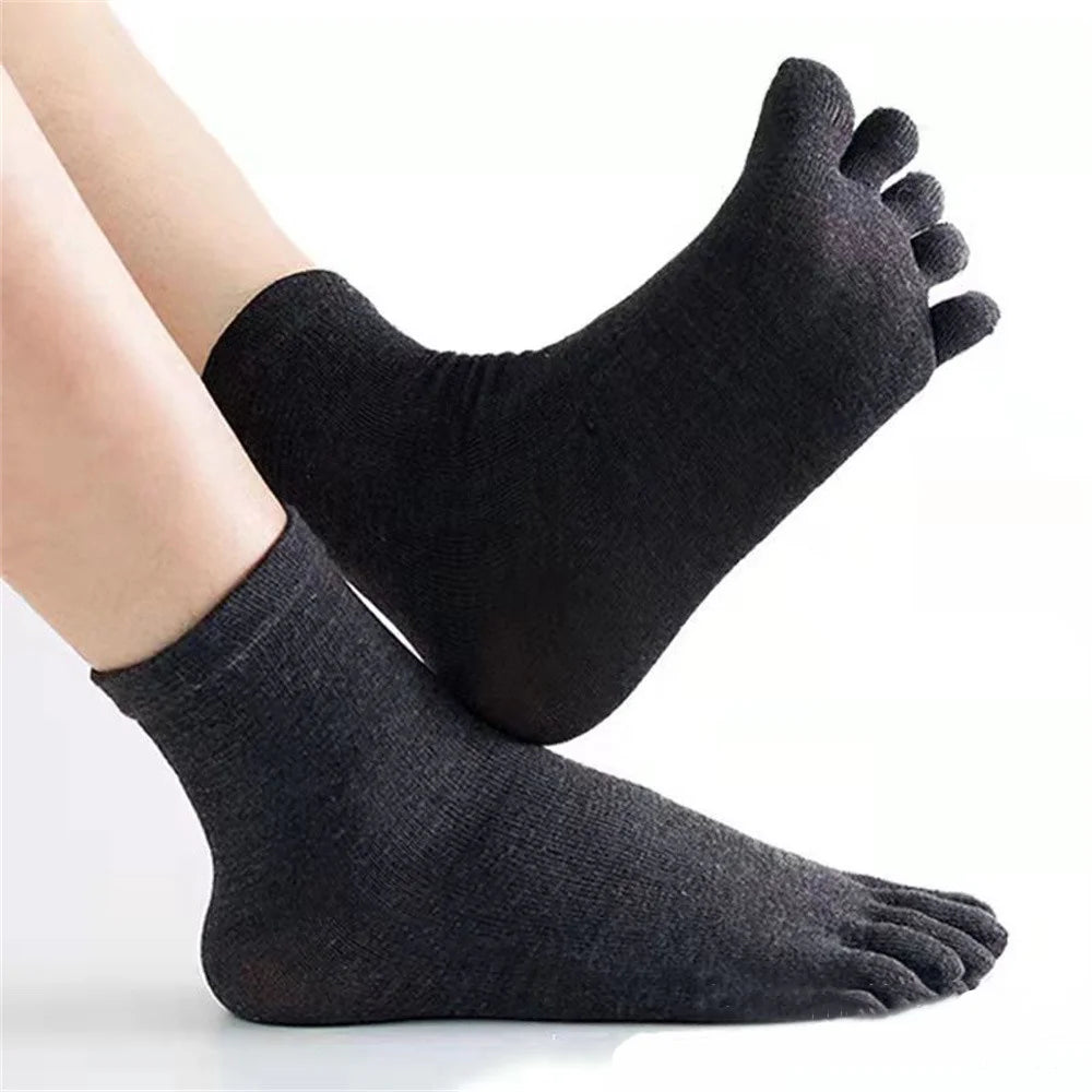 5 PAIRS Pure Cotton Five Fingers Socks Men Pack Sweat-absorbing Summer Thin Sports Split Toe Socks Mid Tube Meias