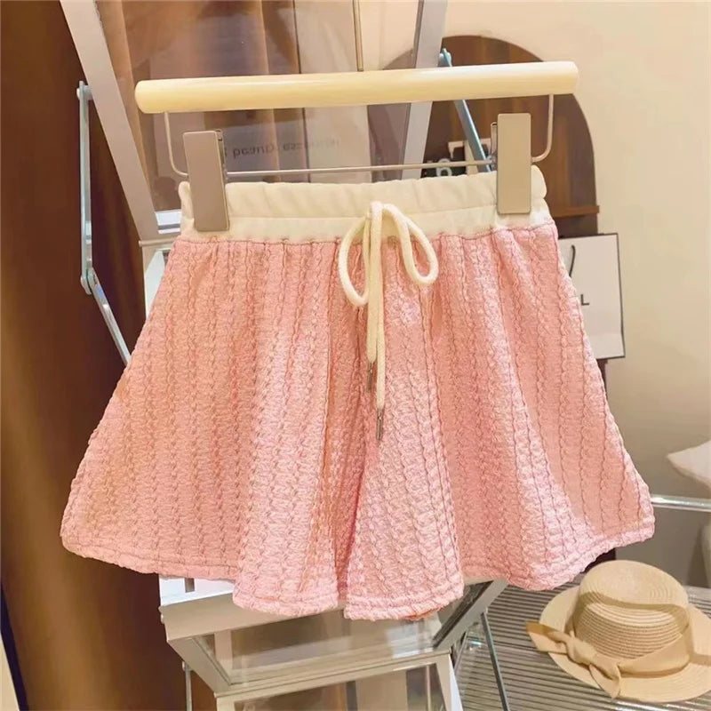 Girls Sweet Clothing Sets Fashion Big Kids Polo Short Sleeve Suits Summer T-Shirts+Shorts 2Pcs Children Outfits 2-10 Years