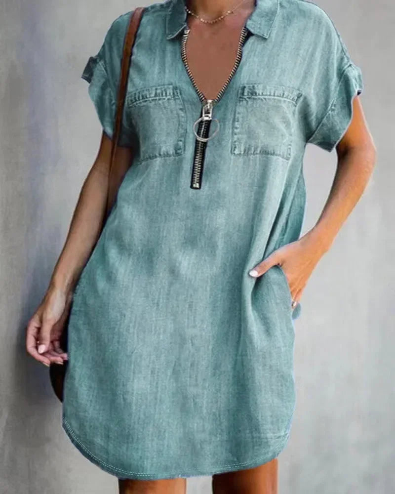 2023 Autumn Women's Dress Large Size Cowboy Style Blue Square Collar Pockets Casual Fashion Ladies Clothes Female Long Dresses
