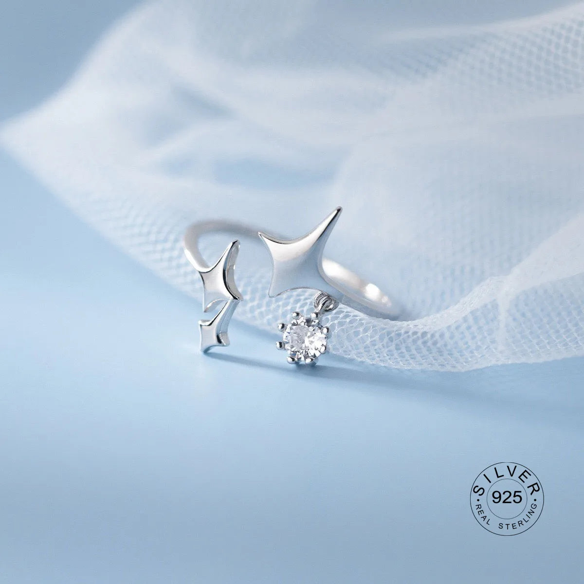 925 Sterling Silver Rings For Women Geometric Fine Jewelry Finger Adjustable Cute Flower Leaf Zirco Ring For Party Birthday Gift