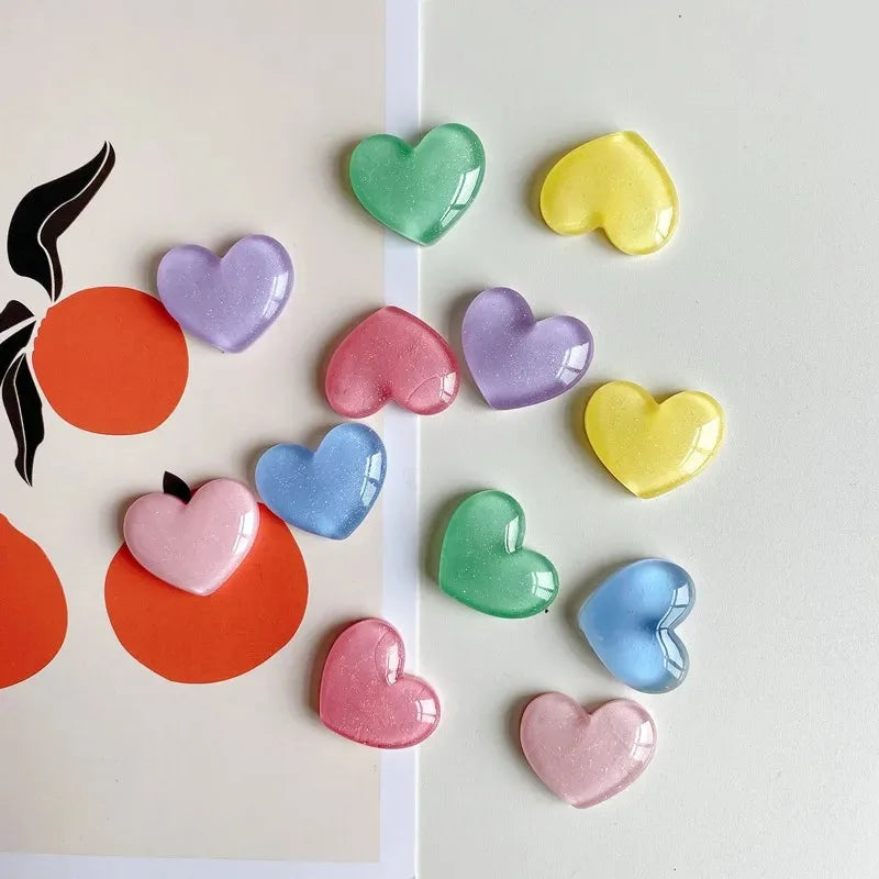 6pcs Glitter Colored Loving Heart Fridge Magnet Photo Wall Message Board Magnetic Bulletin Board Decoration Stickers Home Decor