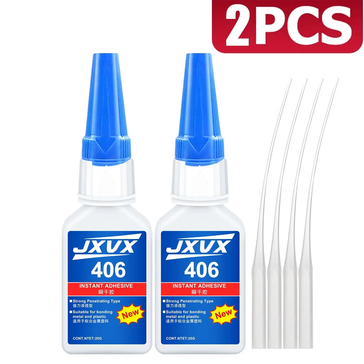 JXVX 20ml 401/406 Instant Strong Super Glue Universal Superglue Mighty Instant Glue for Resin Ceramic Metal Glass Fast Dry