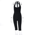 Women's Clothing Jumpsuit Sexy Backless Halterneck Jumpsuits For Woman Hollow Out Leace-up Off Shoulder Solid Color Temperament