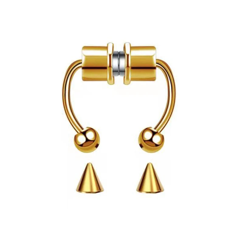 Fake Piercing Nose Ring Hoop Septum Non Piercing Nose Clip Rock HipHoop Stainless Steel Magnet Fashion Punk Body Women Jewelry