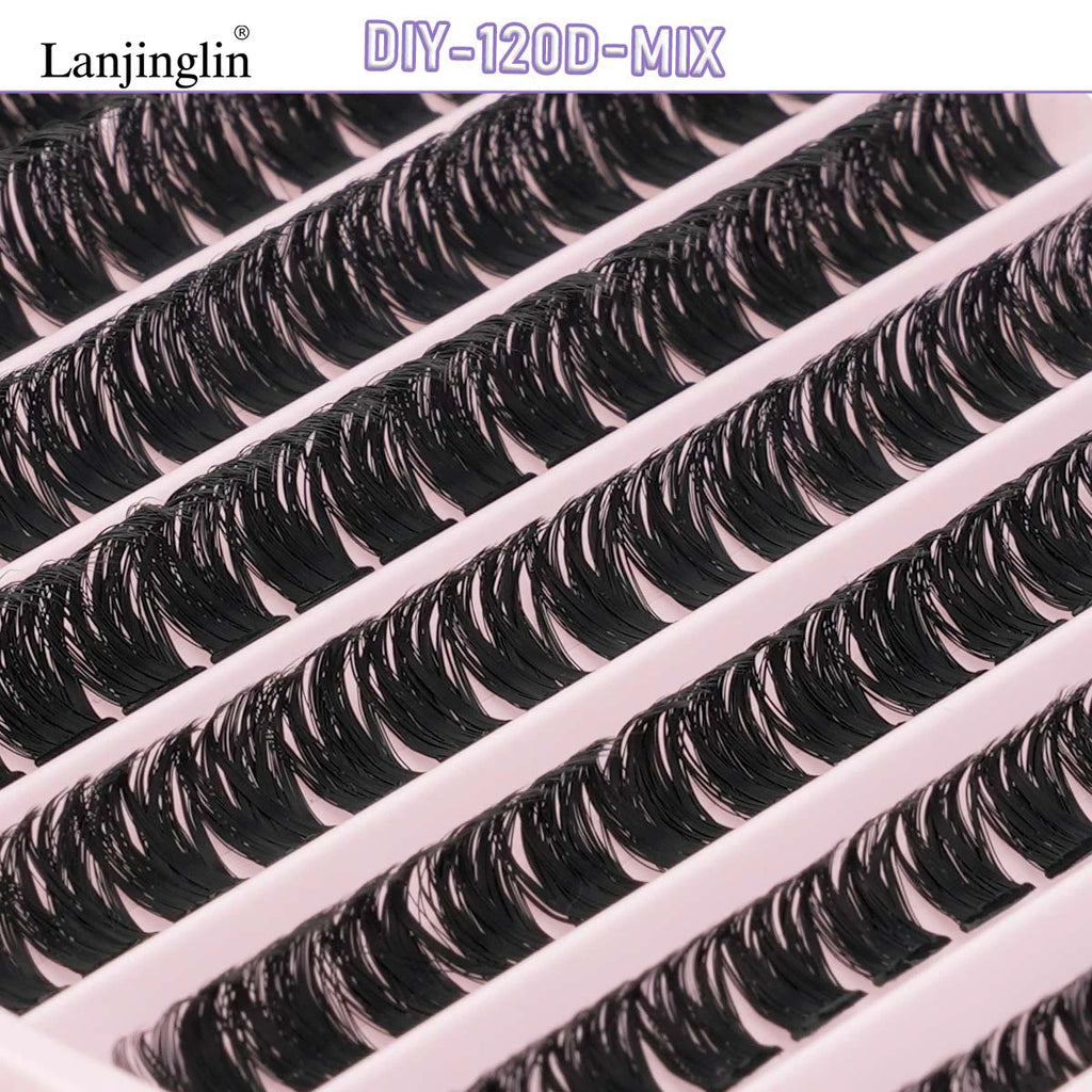 New 10Rows Individual Lashes Kit Natural Long DIY Cluster Eyelashes with Lash Bond and Seal Extension Kit Makeup Tools Faux Cils