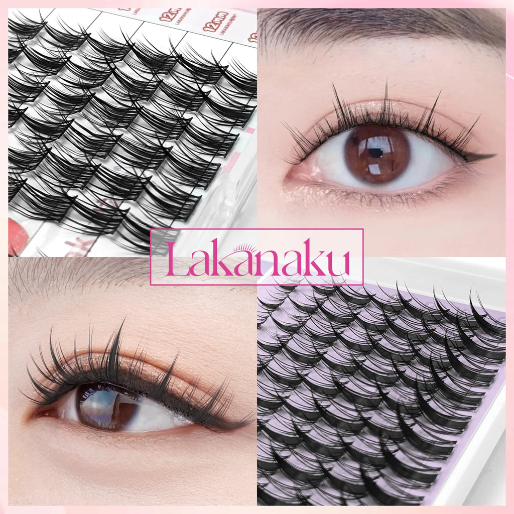 LAKANAKU Manhua Cluster Lashes Comic DIY Lashes Fairy Lashes Natural Set Eyelashes Premade Fan Individual Eyelash Extensions