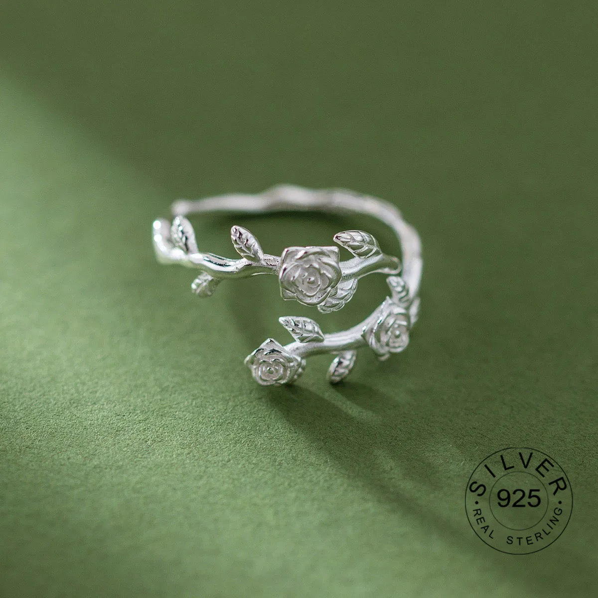 925 Sterling Silver Rings For Women Geometric Fine Jewelry Finger Adjustable Cute Flower Leaf Zirco Ring For Party Birthday Gift