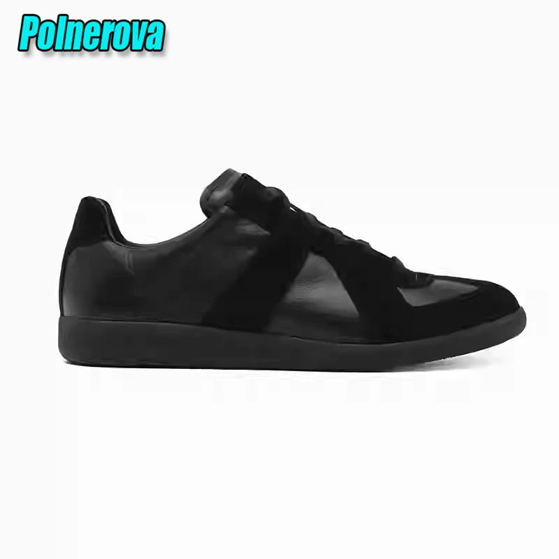 Suede Leather Patchwork Casual Sneakers for Women Men Spring Autumn Round Toe Lace Up Flats Outdoor Training Couple Sports Shoes