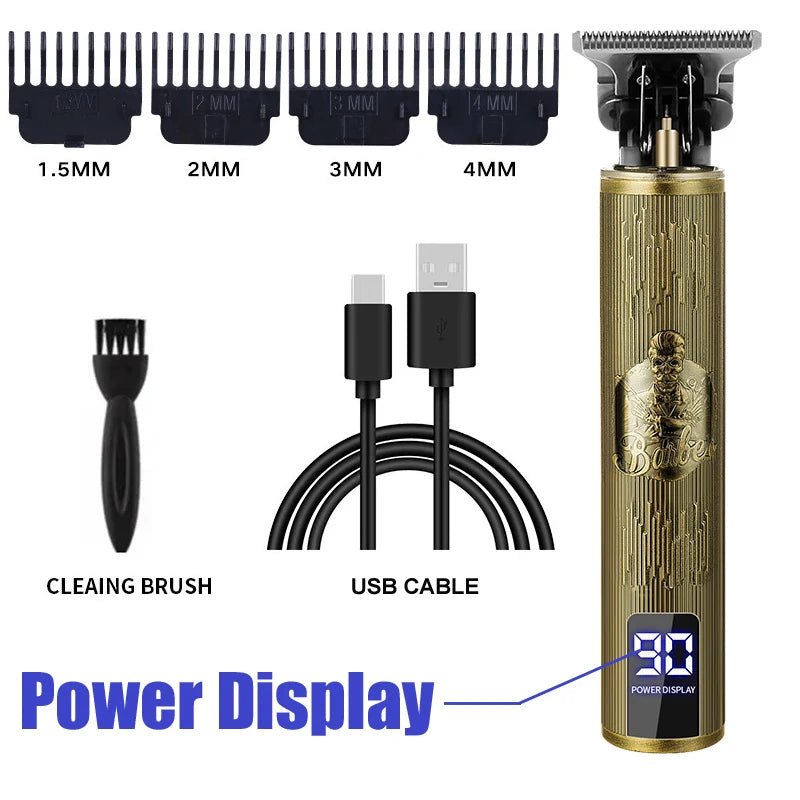 Vintage Hair Clipper T9 Hair Cutting Machine USB Fast Charging Shaver Barber Cordless Hair Trimmer For Men's Barbe
