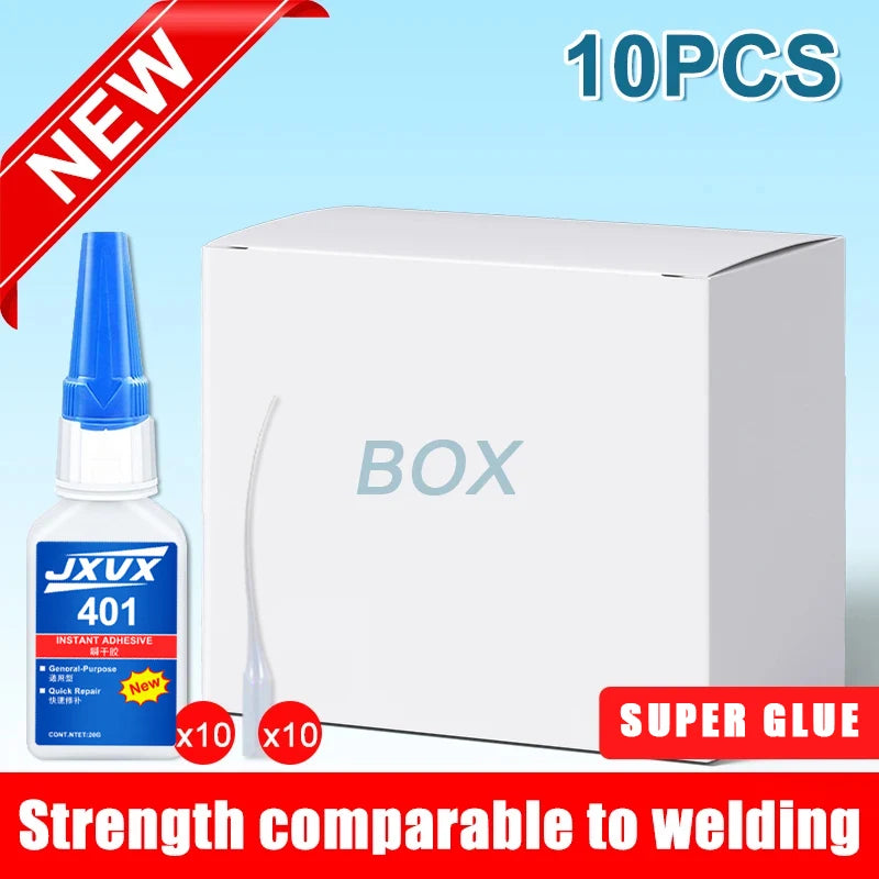 JXVX 20ml 401/406 Instant Strong Super Glue Universal Superglue Mighty Instant Glue for Resin Ceramic Metal Glass Fast Dry