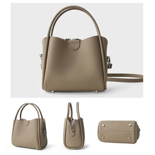 2025 New Summer Women Bag Lady Fashion Small Bucket Handbag Genuine Leather Cross-body Messenger Female Minimalist Shoulder Bag