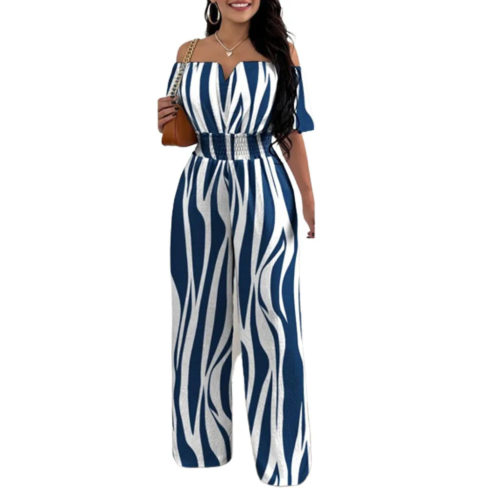 2026 Jumpsuits for Women Summer Fashion Off Shoulder Casual Short Sleeve Wide Leg Rompers Sexy Slim Ladies Overalls Streetwear