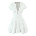 YENKYE Sweet Cute White Mini Dress For Pretty Girl Elegant A-line Bow V Neck Summer Dresses Party Robe Vacation Vestidos 2025