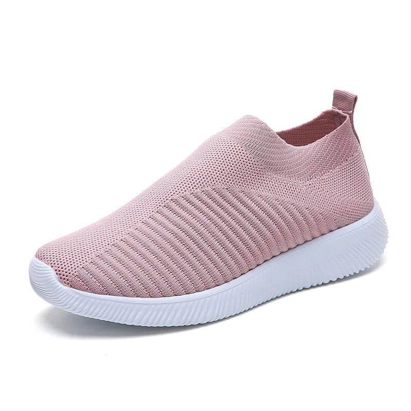 Women Sneaker Summer Elastic Force Mesh Breathable Flat Ladies Slip on Casual Sports Shoes Comfortable Vulcanize Shoes