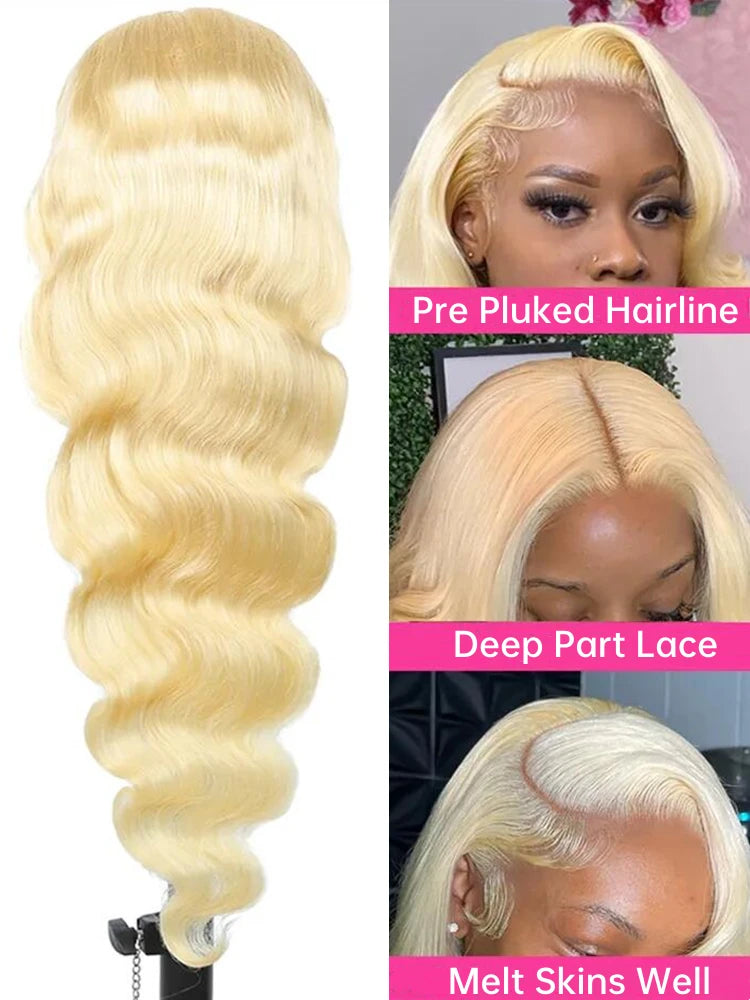 30 40 Inches Real 250% Density Honey Blonde 613 Hd Lace Frontal Wigs 13x4 13x6 360 Brazilian Body Wave Human Hair Wigs for Women