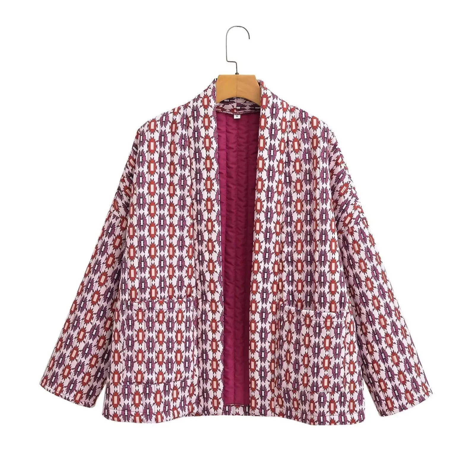 European and American style women's clothing fashion autumn and winter casual loose ethnic style cotton printed cotton jacket
