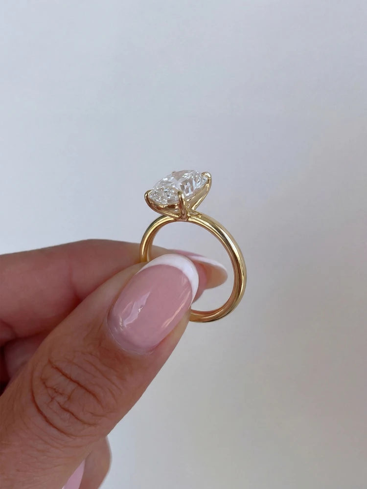 925 Sterling Silve Shiny Gorgeous 1-8CT Oval Zircon Ring For Women Engagement Wedding Luxury High Quality Fine Jewelry