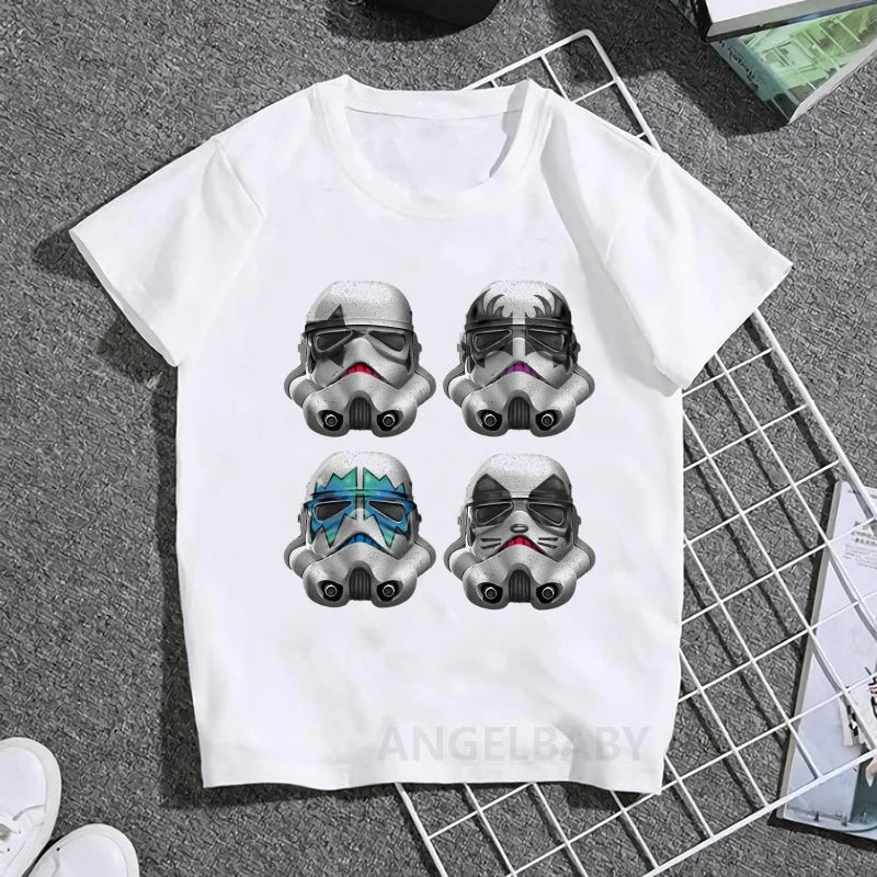 Stormtrooper Fans Kiss Rock Band Print Fashion Kids T shirt Girls Summer Tops Baby Boys Clothes Children Short Sleeve T-shirts