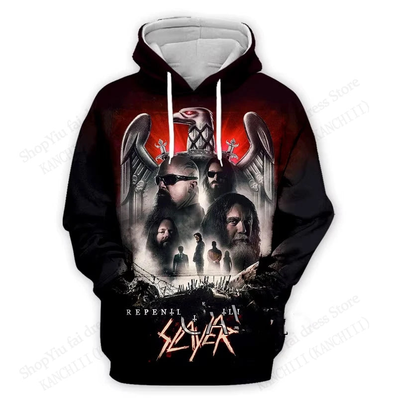 Slayer Hoodie Rock Band Slayer 3d Print Hoodies Men Women Fashion Oversized Hoodie Sweatshirt Women Sweats Men's Clothing Skull