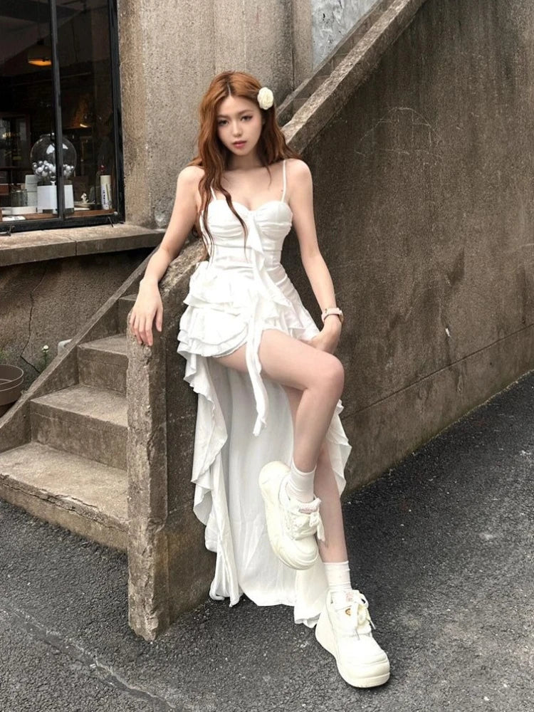 French Sexy Lace Spliced Camisole Dress Summer New Vintage Slim Party Short Dresses Woman Korea Chic Patchwork Y2k Outfits 2026