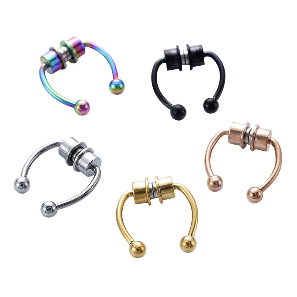2pc Women Fake Piercing Nose Ring Hoop Body Jewelry