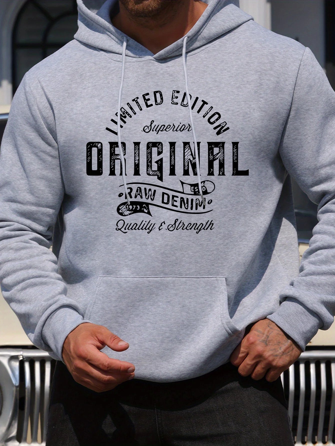 Men's top men's long sleeved round neck loose plus size autumn and winter hooded sweatshirt T-shirt top