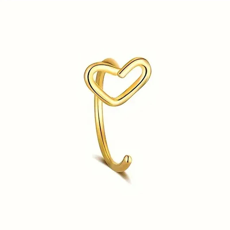 1pc Simple Heart-Shaped Nose Ring 20G Stainless Steel Piercing Jewelry for Women Daily Wear Body Piercing Accessory