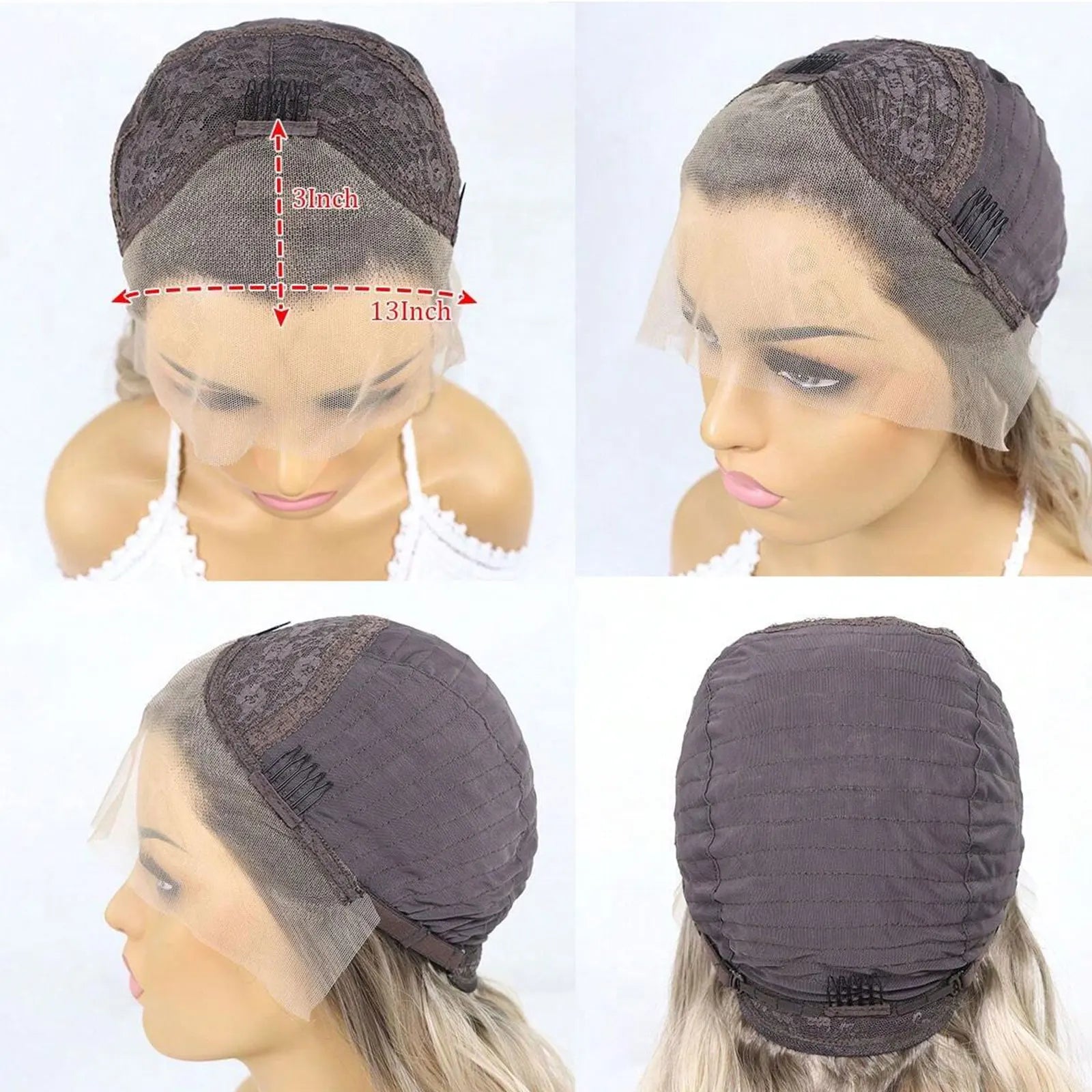 28 Inch Blonde Highlight Synthetic Lace Front Wigs Brown Body Wave Colored Glueless Wig Heat Resistant Hair For Women Daily Use