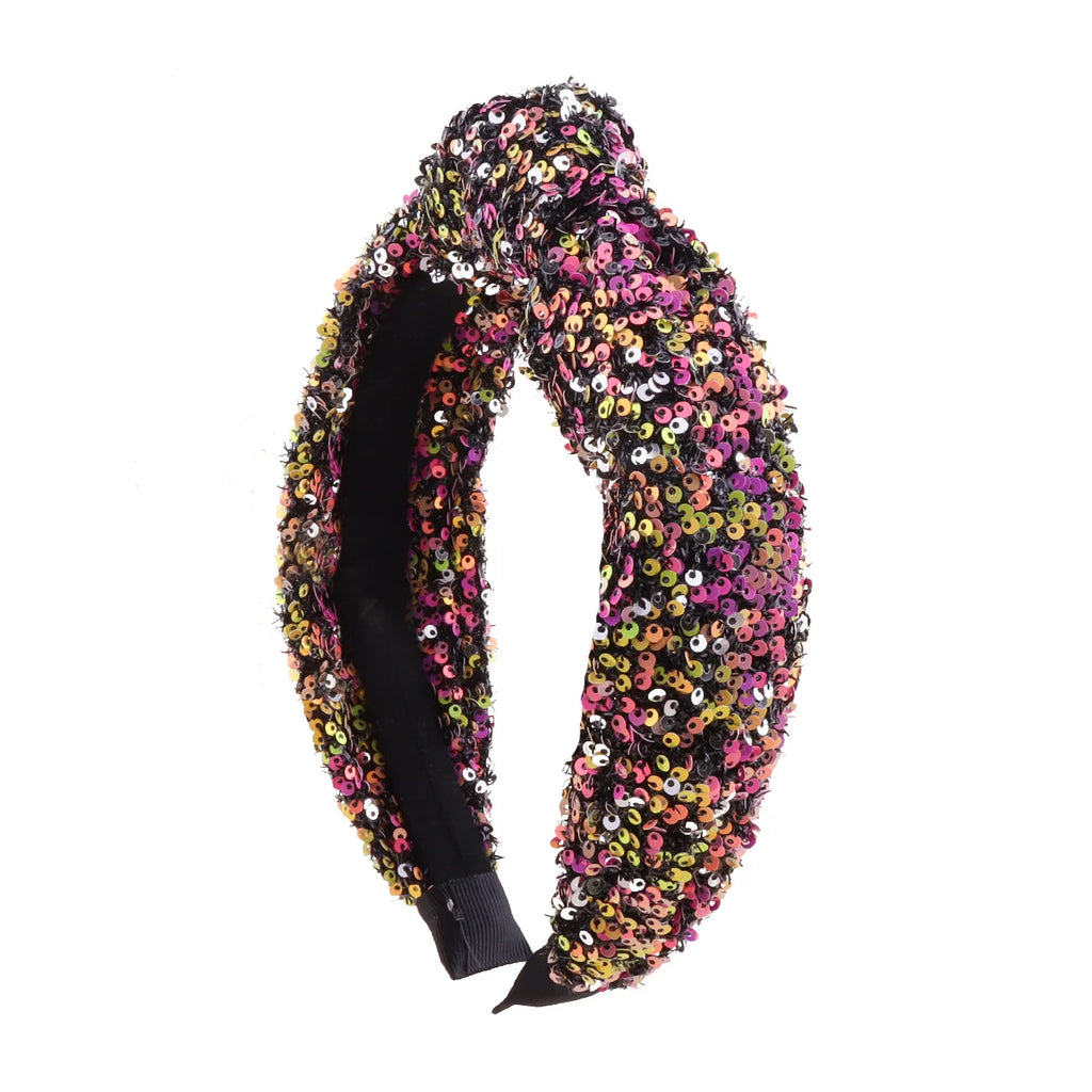 Sequin Knot Headband for Girls Rainbow Knotted Hair Bands Accessories for Kids Sparkly Iridescent Headbands Women Party Headwear