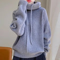 Hoodies Sweater Women Pullover Hooded Thick Knitting Top Drawstring Knitwear Autumn Winter Knitted Tops Jumper Office Lady 2025