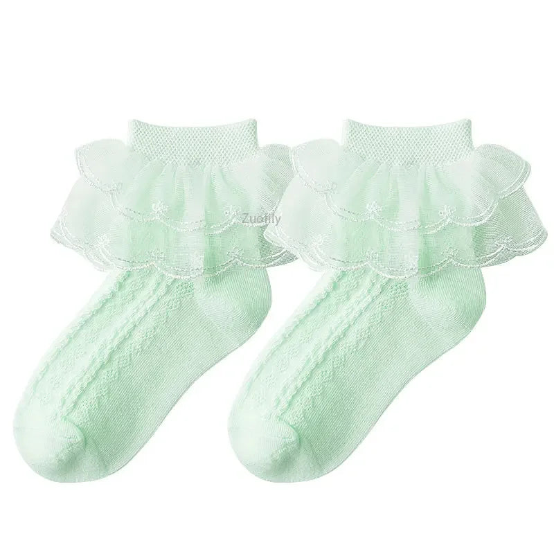 2-9Y Baby Spring Lace Ruffle Socks Children Cotton Autumn Girls Dance Socks Cute Toddler Socks Princess Style Baby Accessories