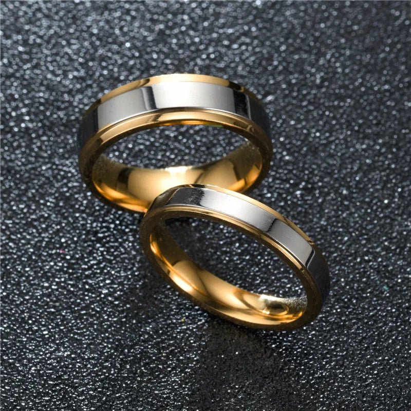 Fashion Design Stainless Steel Wedding Ring Couple 4/6mm Width Rings For Women Men Memorial Day  Jewelry Valentine's day Gifts