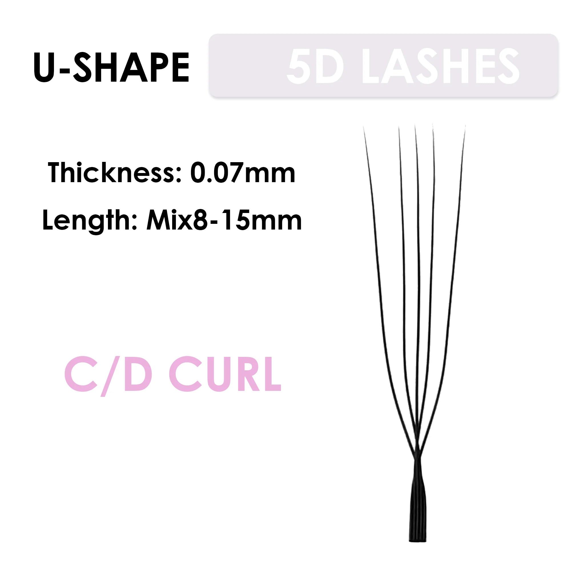 SEEDEW 5Cases/Lot U-Shaped 5D Eyelashes Extensions Natural Soft 5D U Lashes Premium Mink False Eyelashes
