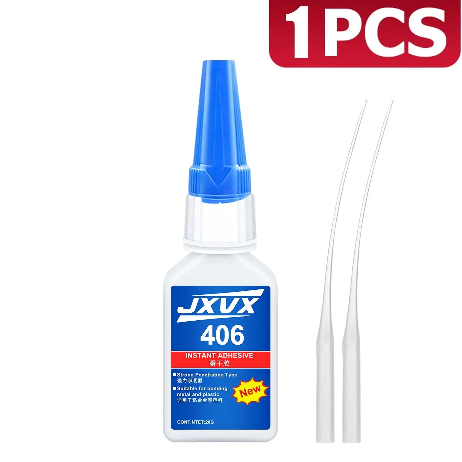 JXVX 20ml 401/406 Instant Strong Super Glue Universal Superglue Mighty Instant Glue for Resin Ceramic Metal Glass Fast Dry