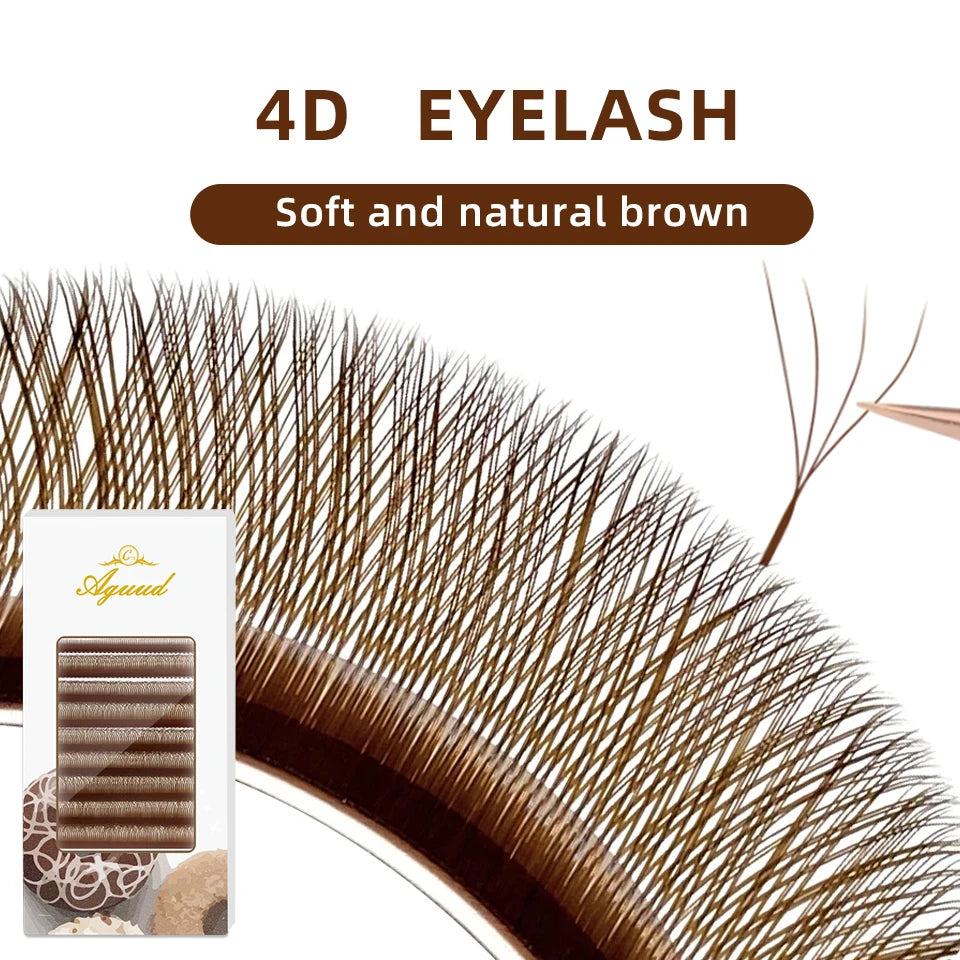 10 Trays U-shaped Eyelash Extensions Handmade Soft U Shape W Bloom Lashes Premade Fans U3D U5D Brown 4DW False Eyelash Wholesale