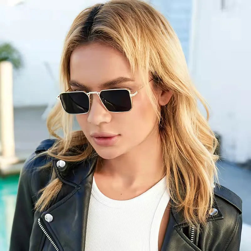 High Quality Rectangle Sunglasses Women Metal Frame Glasses Vintage Brand Square Sun Glasses for Men Shades Female Eyewear