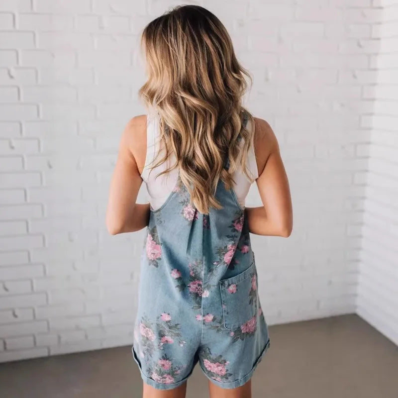 Jumpsuit Dungarees Shorts Women's Summer Floral Print Wide-leg Relaxed Fit Retro Distinctive New Comfortable Versatile Designer