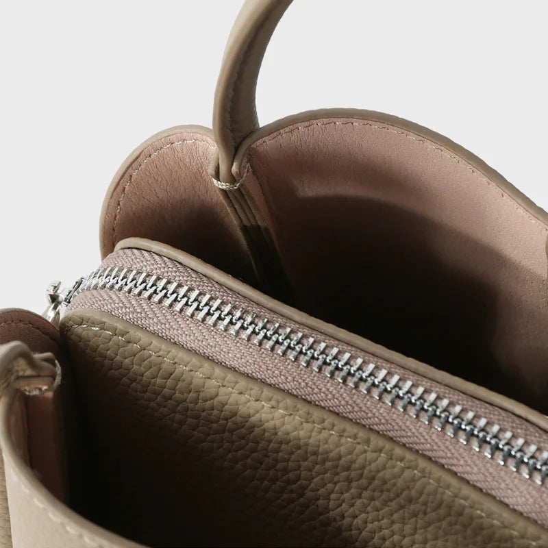 2025 New Summer Women Bag Lady Fashion Small Bucket Handbag Genuine Leather Cross-body Messenger Female Minimalist Shoulder Bag