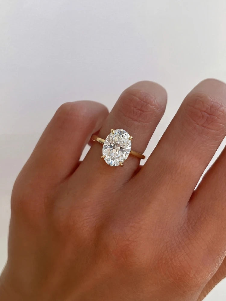925 Sterling Silve Shiny Gorgeous 1-8CT Oval Zircon Ring For Women Engagement Wedding Luxury High Quality Fine Jewelry