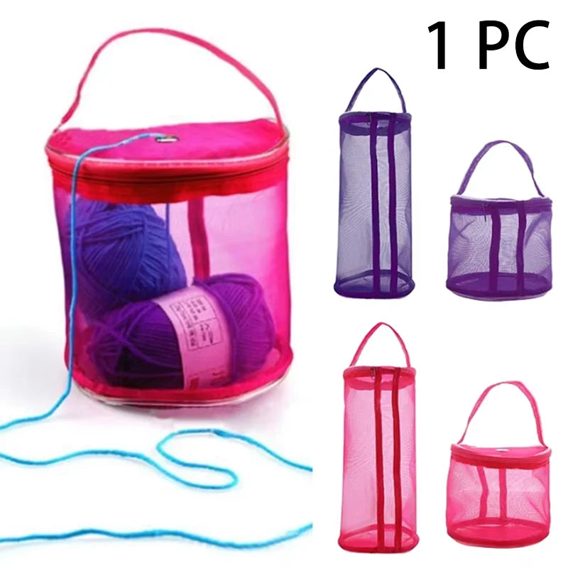 1 PC，Portable Yarn Storage Bag Hollow Mesh Knitting Wool Yarn Bags Crochet Yarn Handbag Organizer Weave Tools Sewing Accessories