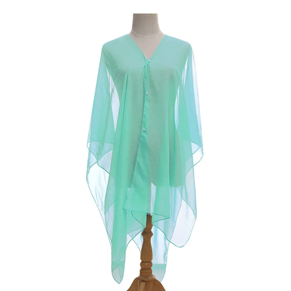 New Solid color Shawl Scarf Luxury Sun-Resistant Beach Cover Up Smooth Spring Poncho Women