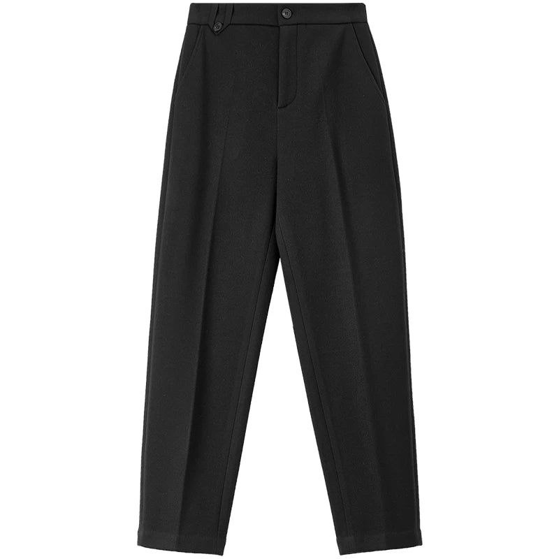 SENTUBILA Straight Ankle-length Women Pants 2026 Winter Slim Fit Thick High Waist Warm Solid Office Lady Pencil Pant 144K56987