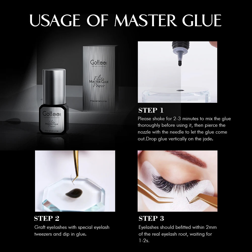 Gollee 0.5s Fast Drying Eyelash Extensions Glue 5ml Lashes Glue 6-8 Weeks Lasting Waterproof Salon Professional Eyelashes Makeup